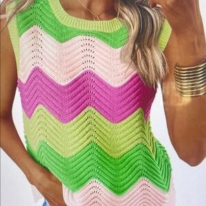 Colorful Chevron Knit Sleeveless Top